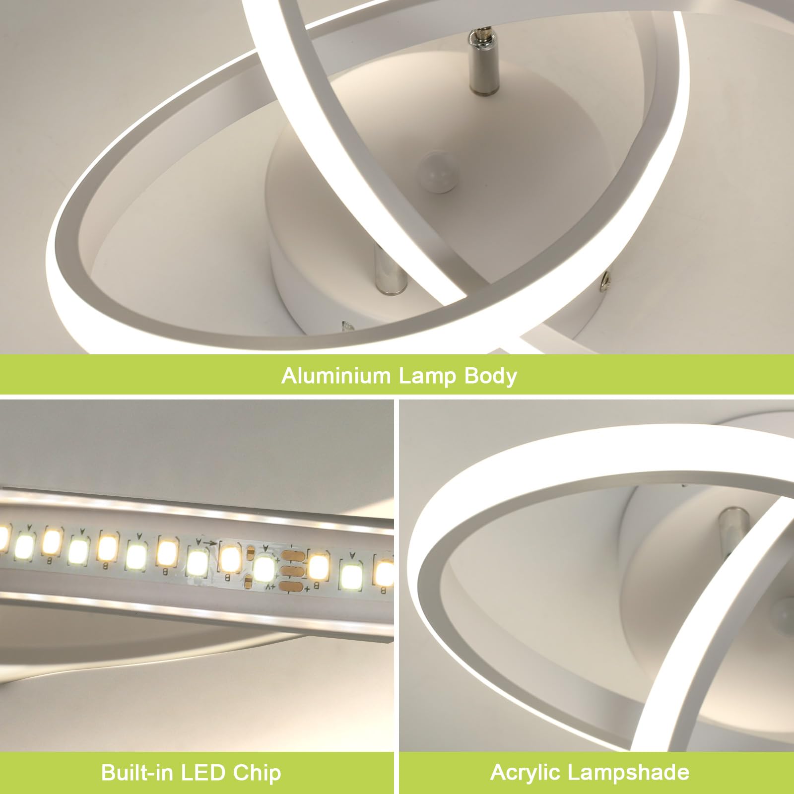 Comely Plafoniera LED Soffitto Moderna, 30W 3300LM Lampada da Soffitto LED Design Petalo, Bianco Acrilico Plafoniere per Camera da Letto Cucina Soggiorno Ufficio Balcone, 4500K Luce Naturale