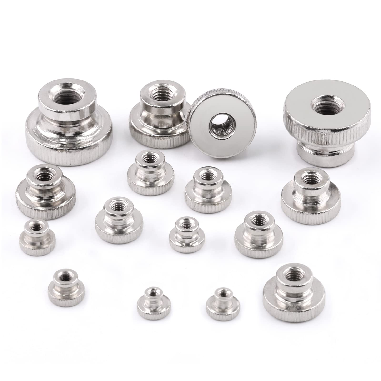 Tanstic 20Pcs M6x1.0mm Knurled Thumb Nuts Round Knobs Fasteners with Nickel Plated Adjusting Nuts Metric Thread