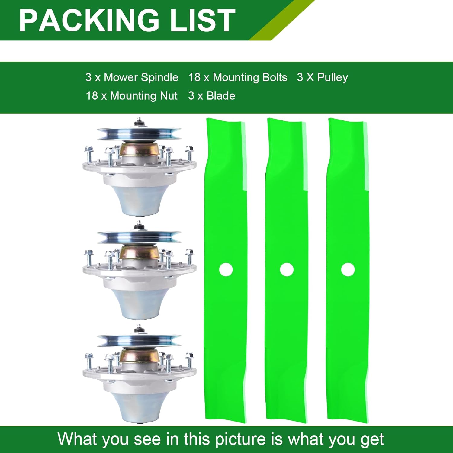 60 Inch Mower Deck Rebuild Kit - Fits John De ere 667A 737 757 777 797 M665, 3 Spindles (TCA13807/AM141457) 3 Blades (TCU15881/M128485)