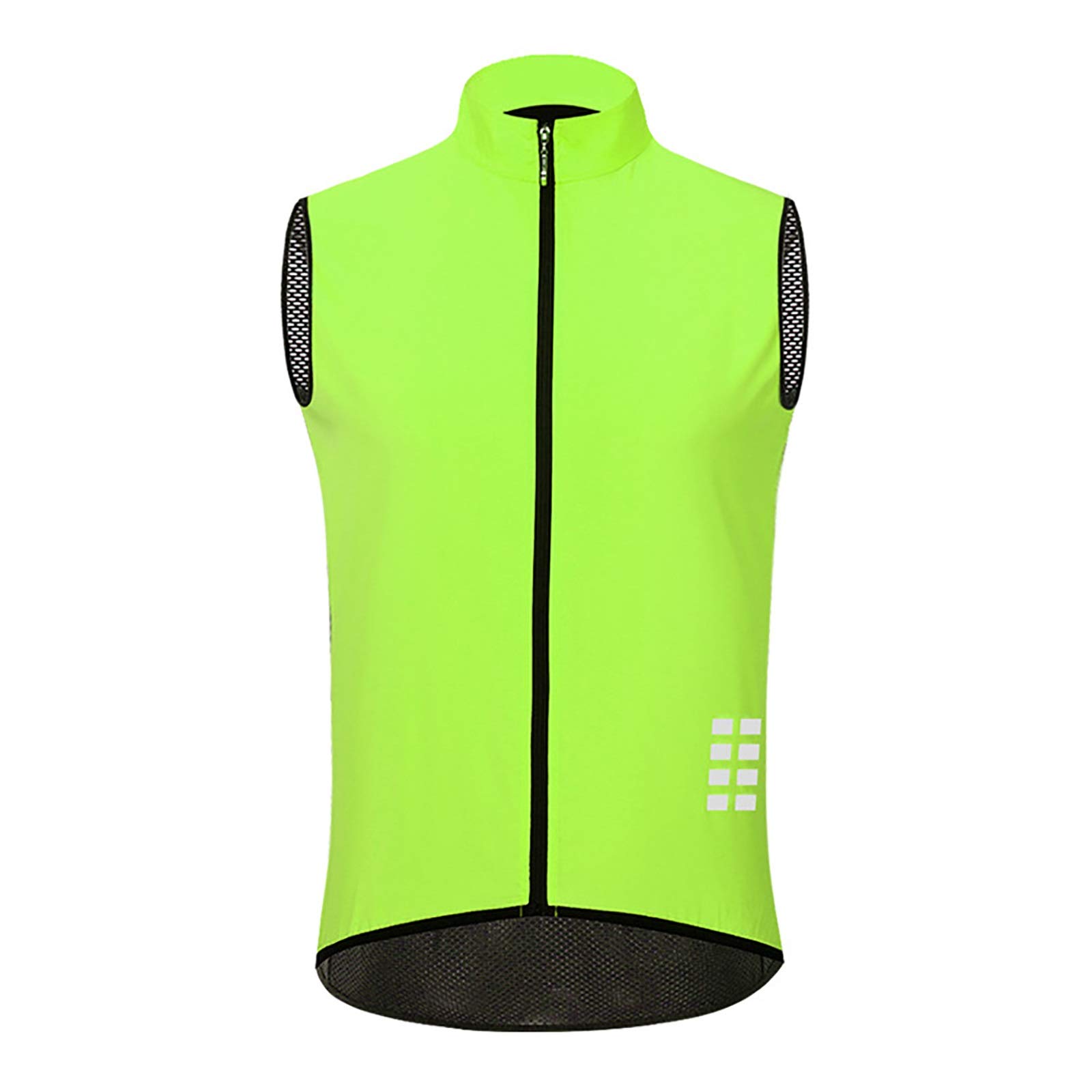 LXC Hombres Chaleco Ciclismo Impermeable Respirable Sin Mangas Chaleco MTB con Tira Reflectante (Color : Green, Size : X-Large)