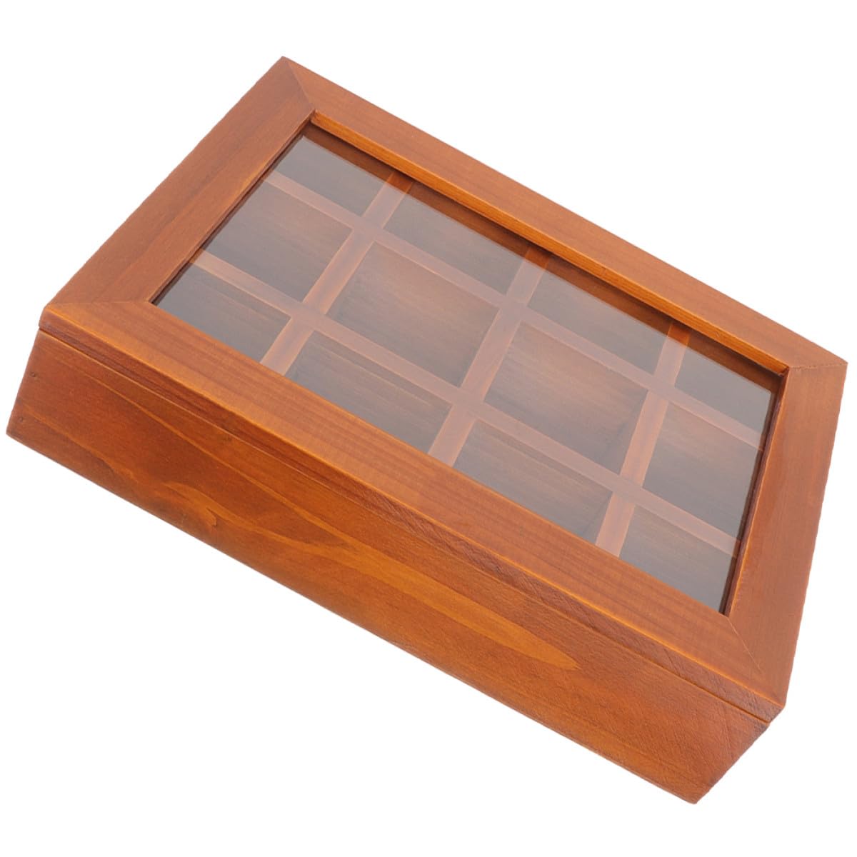 JVNALwnkv Fabric Storage Bins，Plastic Bins ，Wood Jewelry Box with Hinged Lid, 12-compartment Retro Case for and Trinket Organizer