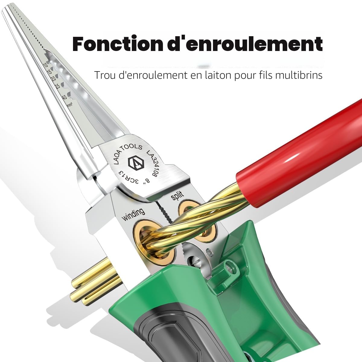 LAOA Strippeuse de fil avec fonction de mesure de l'électricité, piqûre de décapage de fil 8 en 1 pour les fils de coupe et de tirage, ciseaux de câble pour gratter et appuyer des fils (LA324108)