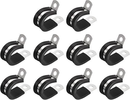 Miniatura 23 de uxcell Abrazadera de cable de 1-1/32 pulgadas (1.024 in) abrazadera de cable de acero inoxidable 304 Abrazadera aislada acolchada en forma de R