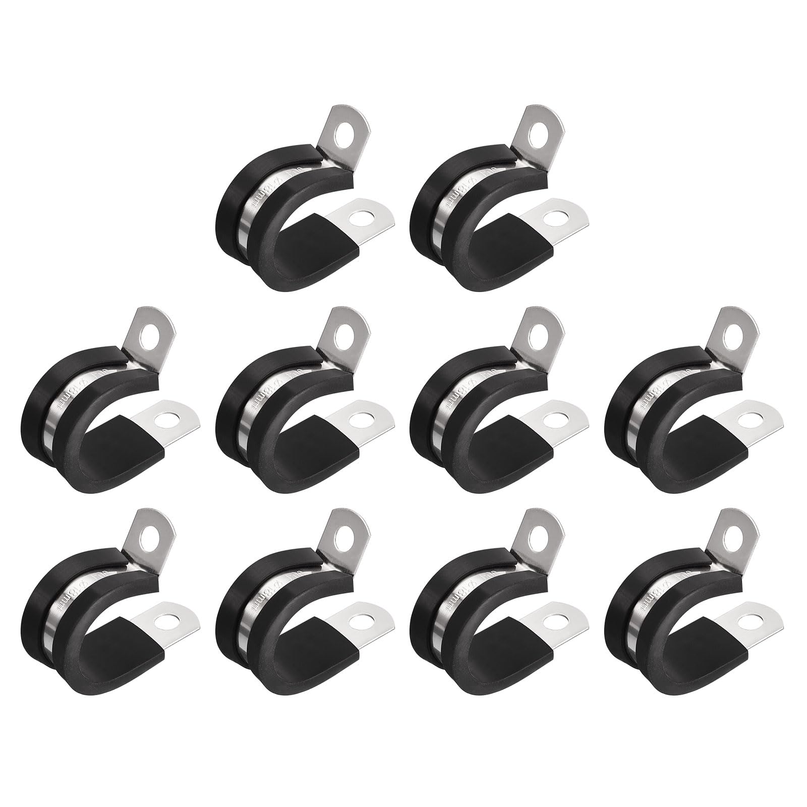 Collier de serrage 18mm en inox 304 avec caoutchouc isolant pour fixation de tube, lot de 20pcs