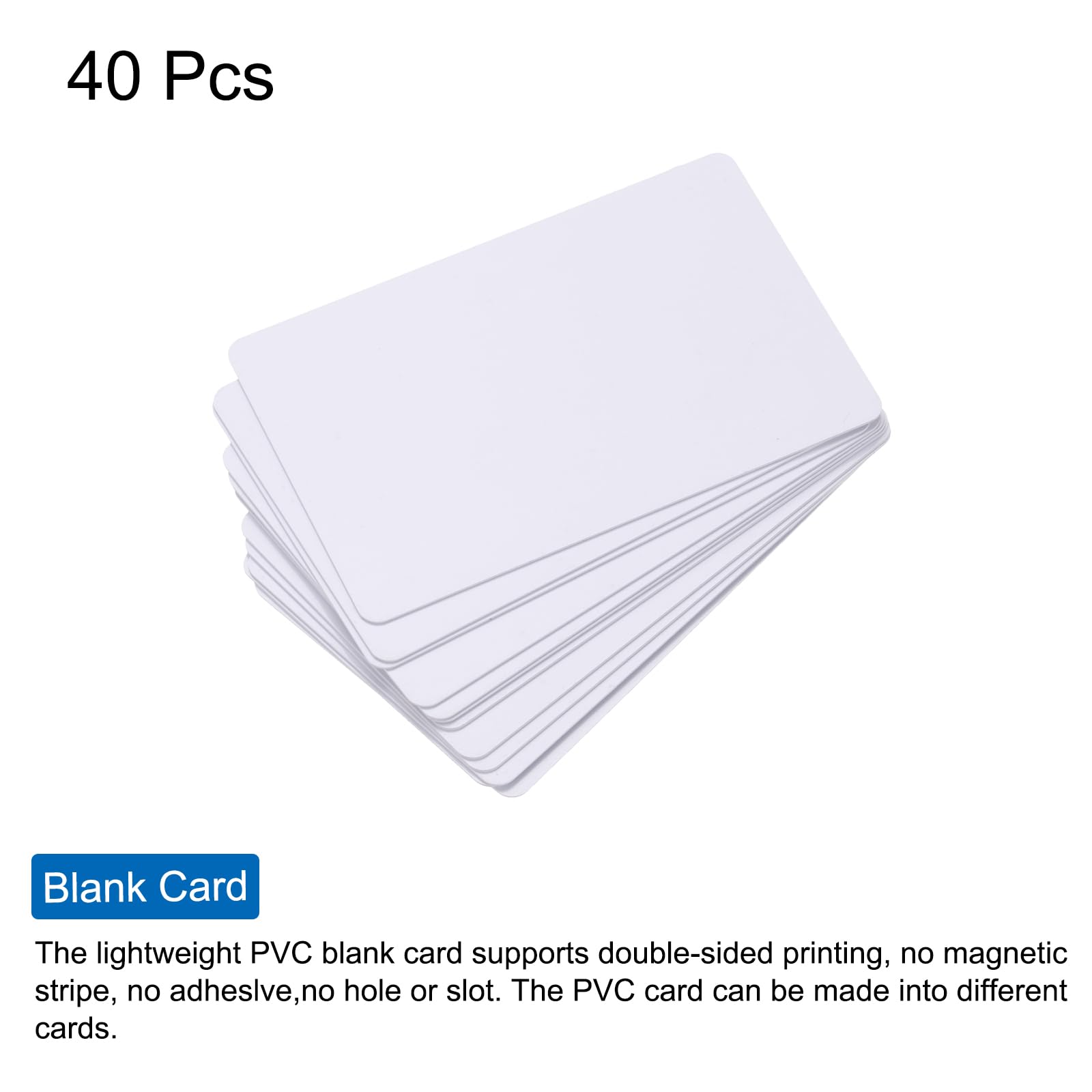 QUARKZMAN 40Pcs Cartes Pvc Vierges, Qualité Graphique, Plastique Brillant Imperméable Pour Imprimante De Badges D'Identification, Rose