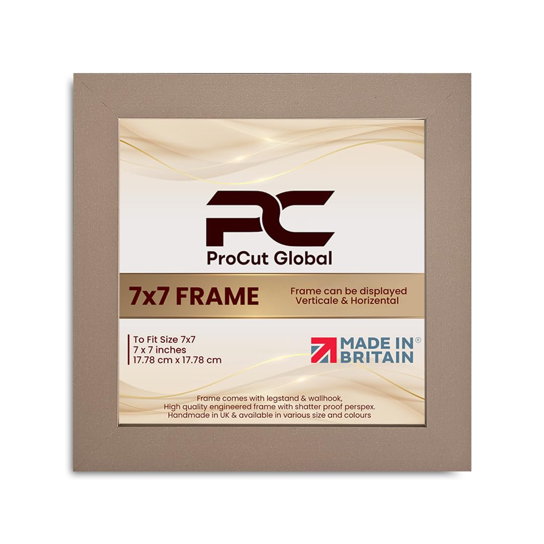 Procut Global 7X7 Rose Gold Picture Frames - Modern Wooden Photo Frame with Shatterproof Perspex for Wall or Tabletop - Perfect for Posters, Certificates, Prints - Sizes & Colors Available