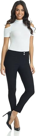 Rekucci Womens Ease into Comfort Slim Ankle Pant with Snaps