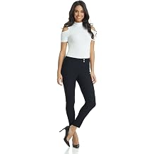 Rekucci Womens Ease into Comfort Slim Ankle Pant with Snaps