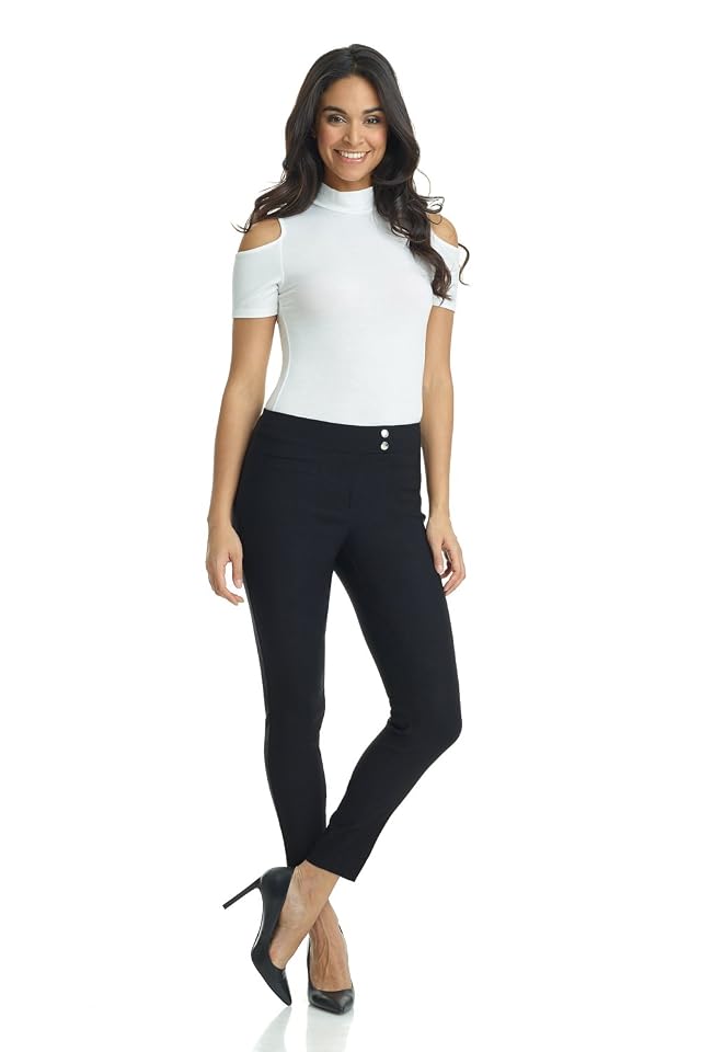 Rekucci Womens Ease into Comfort Slim Ankle Pant with Snaps