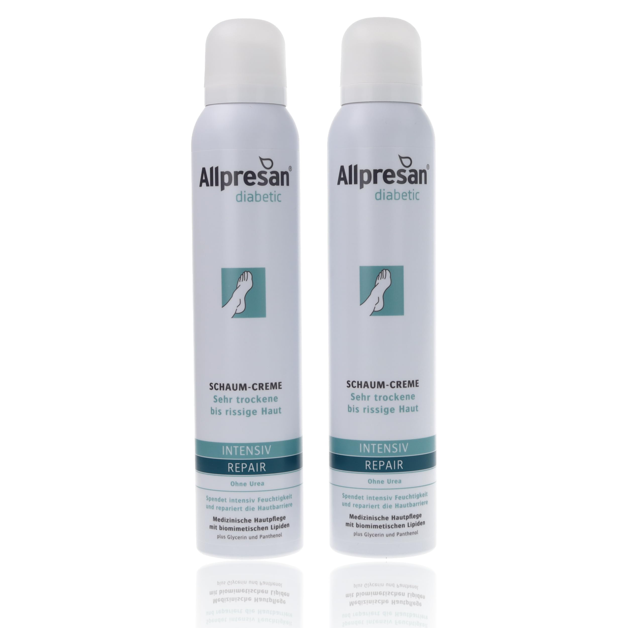 Allpresan diabetic INTENSIV + REPAIR ohne Urea Schaum-Creme - bei Diabetes mellitus - für sehr trockene bis rissige Fußhaut - 2x200 ml