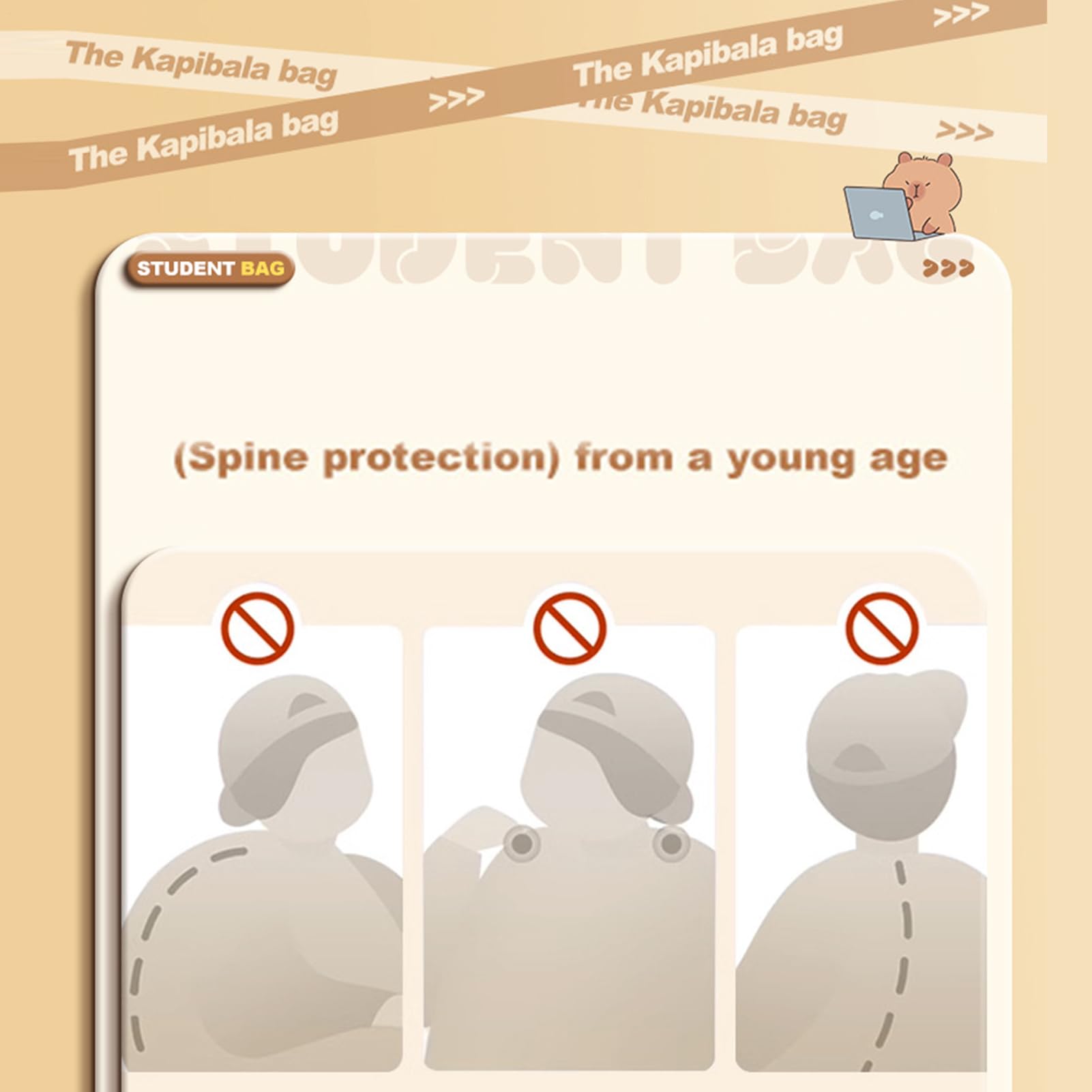 Capybara - Zaino per la scuola elementare per bambini, impermeabile, grazioso e impermeabile, per adolescenti, ragazzi, figlie, ragazze, donne, amici, familiari