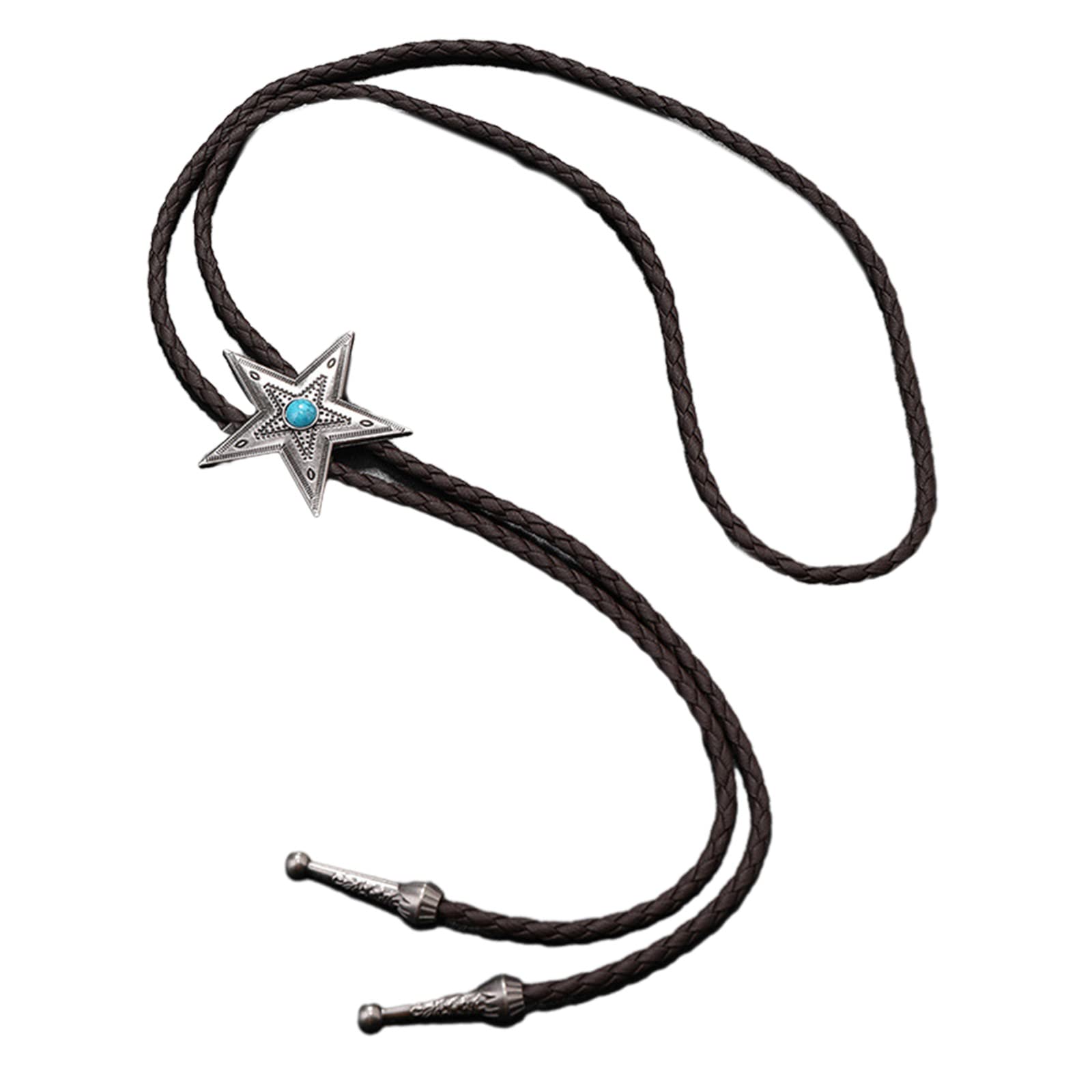 Slxlyh Men's Dark Brown Metal Star Bolo Tie Cowboy Star Necktie For Shirt Jeans Western Necklace Braided Shoestring Necktie Bola-Tie