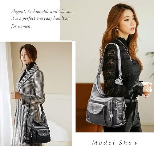 Miniatura 2 de Bolsos Hobo para mujer, bolso grande y bolsos de mano de piel sintética suave para mujer, bolsos de hombro con múltiples bolsillos bolsa cruzada