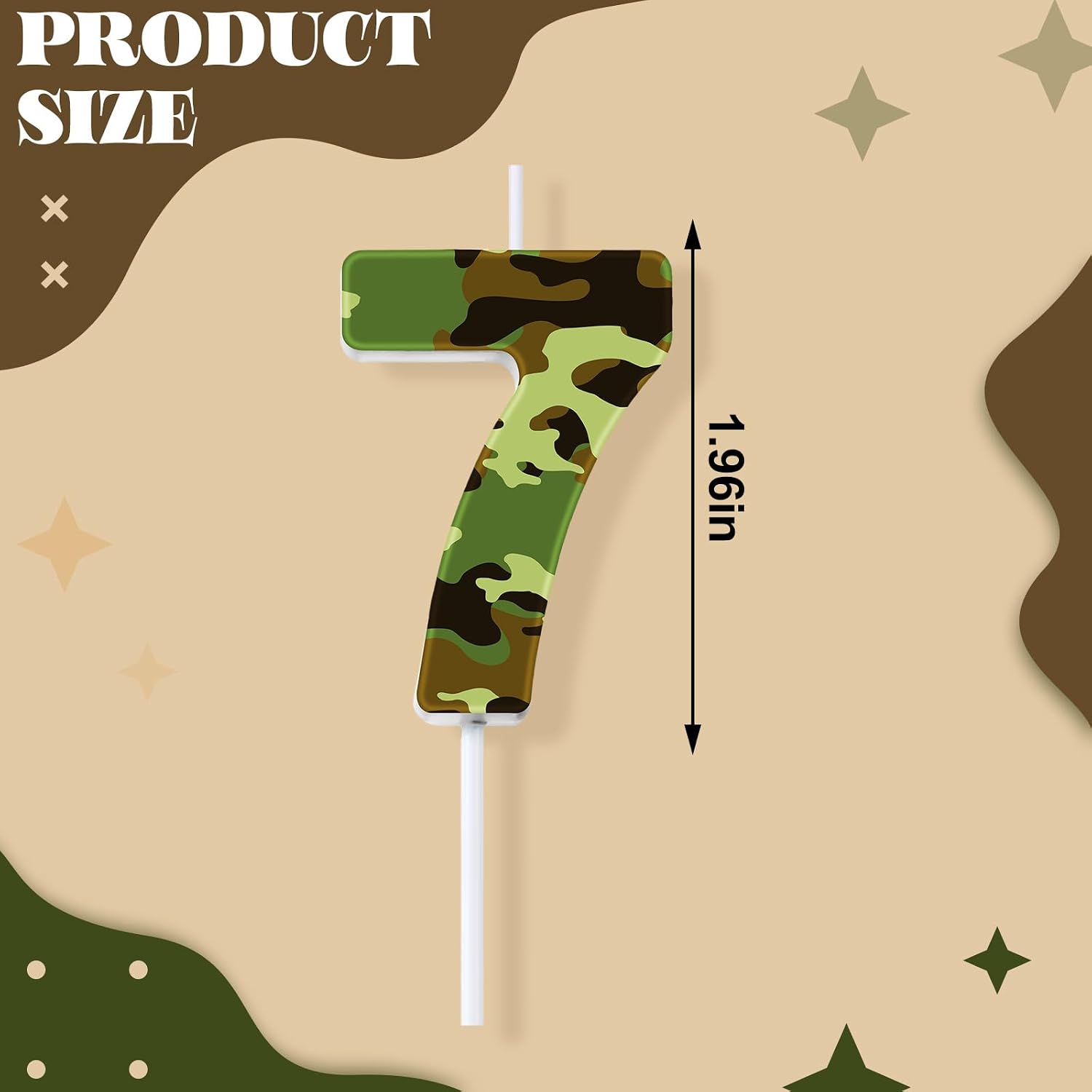 Mtlee Camo Number Candles Camo Party Army Birthday Decorations, Number 7