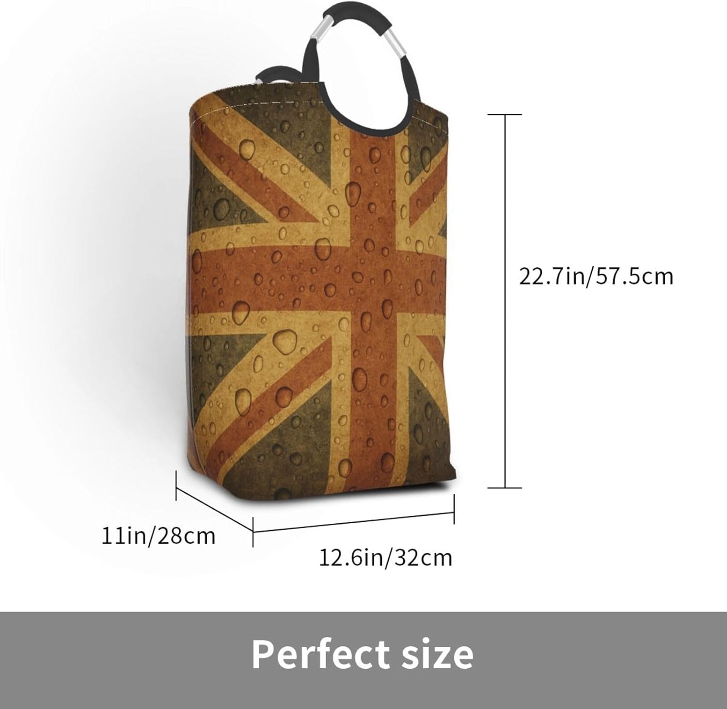 50l Laundry Basket Retro England Flag Waterproof Laundry Hamper Foldable Clothes Laundry Bag With Handles