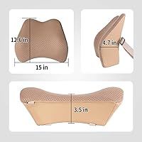 Vista 8 de Almohada de apoyo lumbar de espuma viscoelástica para coche - Soporte para la espalda para asiento de coche (Beige)