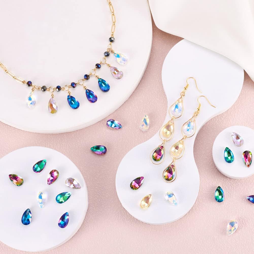 KISSITTY 100pcs/box Teardrop Crystal Charms Beads Faceted Glass Loose Beads 10 Colors Water Drop Charm Beads 16x9x5mm for Bracelet Earrings Necklaces Jewelry Making with Hole 1mm - Image 3