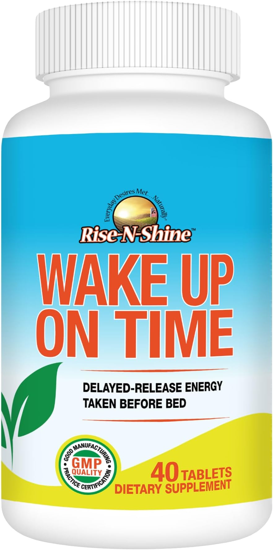 Wake Up On Time Energy Supplement to Help Boost Your Mornings with Alertness & Focus for a Productive Day with Natural Caffeine & More - 40 Tablets