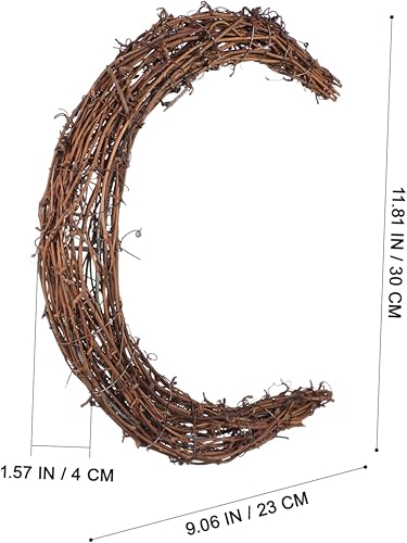 Miniatura 2 de Garneck Corona de ratán con forma de luna, coronas de vid para manualidades, corona de flores artificiales hechas a mano para decoración de bodas,