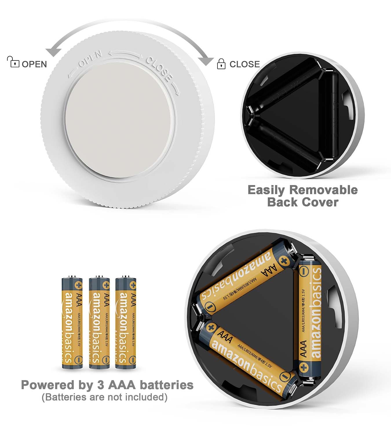 UMECORE Tap Light Push Lights, Under Cabinet Lights Touch Lights Push Button Light Battery Operated Puck Lights Stick On Light for Closet Counter Kitchen Cabinet RV -5Pack