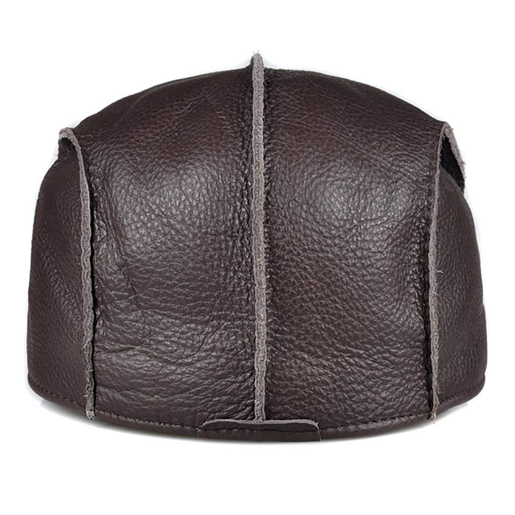 G&F Anziani Pelle Berretto Pelle Bovina Cappello Piatto Tenere Caldo Strillone Inverno Moda 55-60 Cm