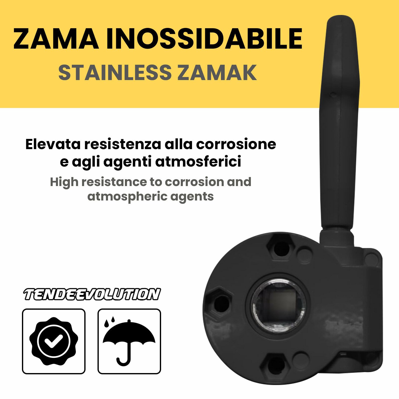 TENDEEVOLUTION Treuil Manuel Store Banne Extérieur Zamak Inoxydable Carré 13 mm Blocage Automatique Gris Anthracite