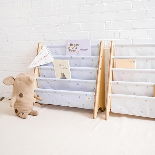 Miniatura 30 de 3 Sprouts Estantería de tela reciclada para niños, organizador de libros de 4 niveles, estantería de madera para guardería, sala de juegos, aula,