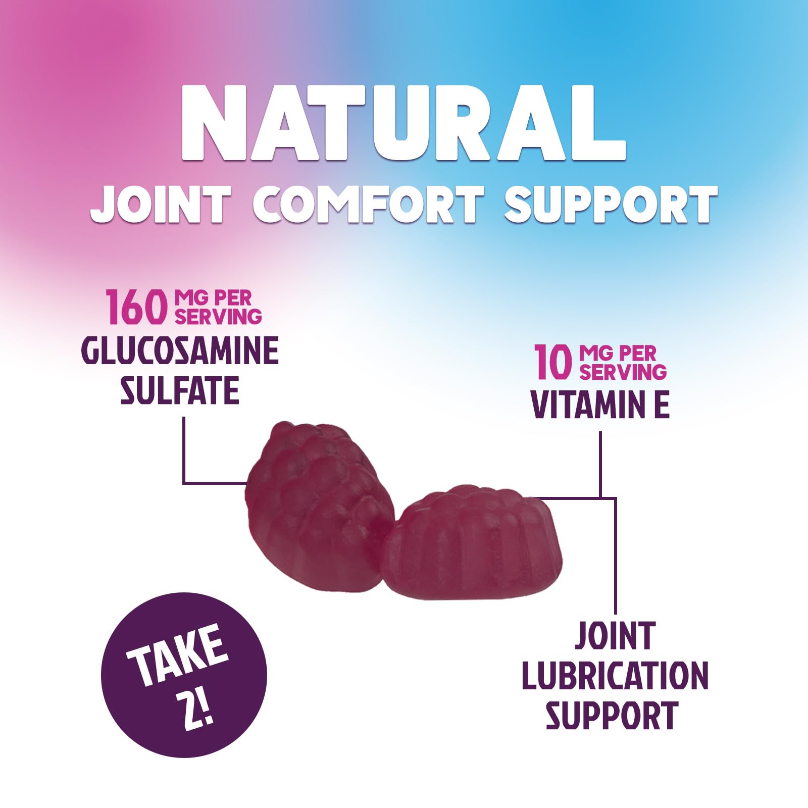 Joint Support Gummies - Extra Strength Glucosamine Gummy Plus Vitamin E - Nature's Joint Support Supplement for Occasional Discomfort for Back & Knees - Cartilage & Flexibility Support - 120 Gummies — Amazon image 5