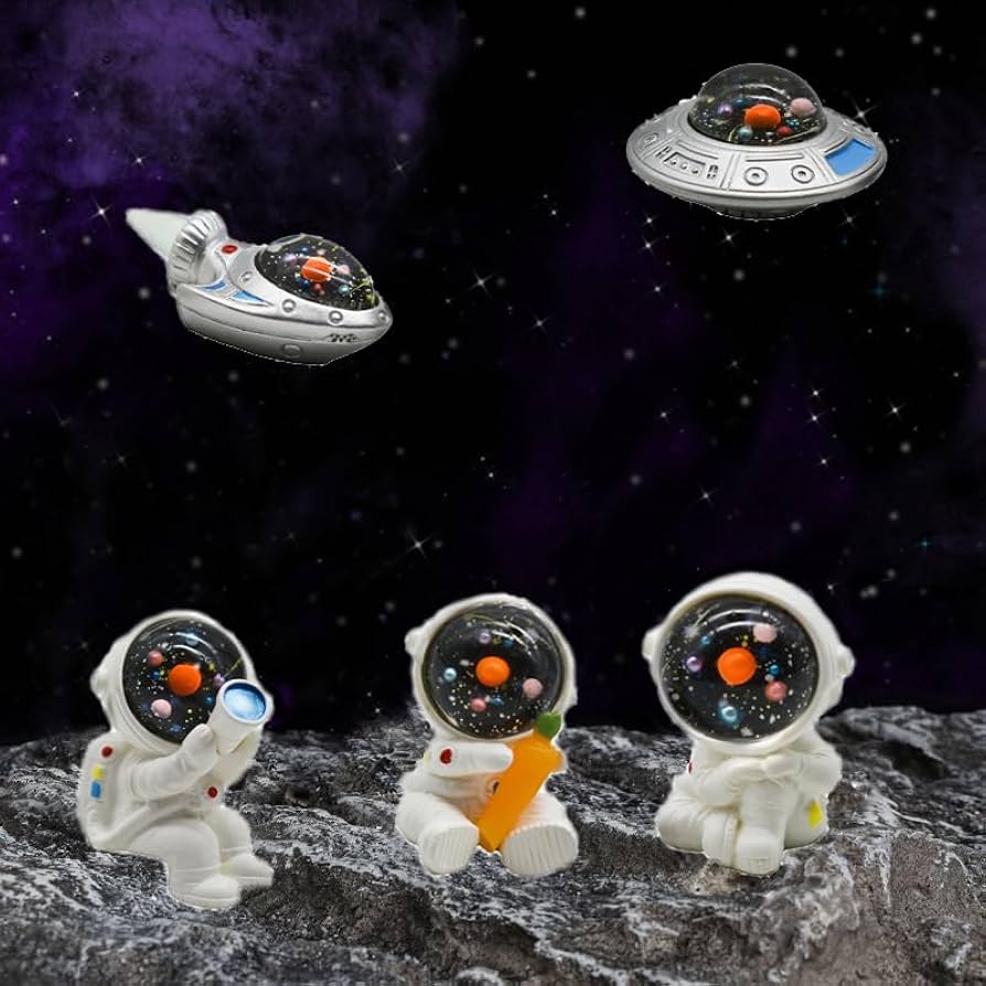 Amazon.co.jp: Pinenjoy ミニチュア宇宙飛行士とロケットの置物