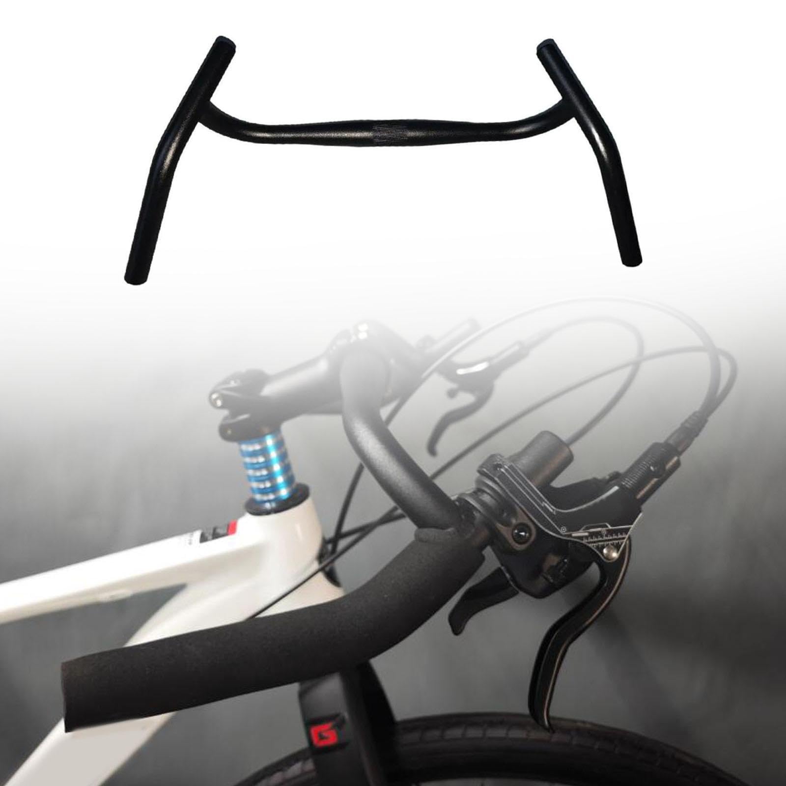 Guidon de Vélo, Guidon de Course Angle Externe, Cintre Gravel Universel 53cm en Alliage d’Aluminium, Confortable et Anti-Fatigue, pour VTT, Cyclisme et Vélos de Route, 25,4mm, Noir
