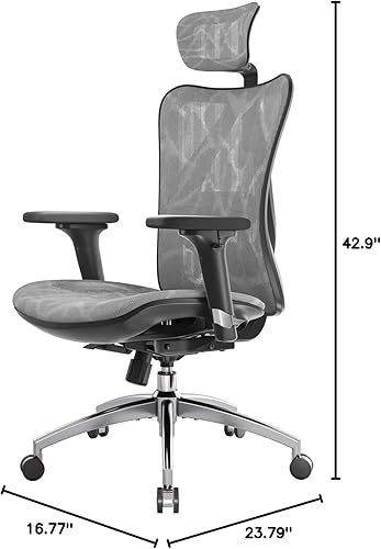 Miniatura 3 de SIHOO Silla de oficina ergonómica de malla, silla de escritorio para computadora con reposabrazos de 3 vías, soporte lumbar de 2 vías y gris,Negro
