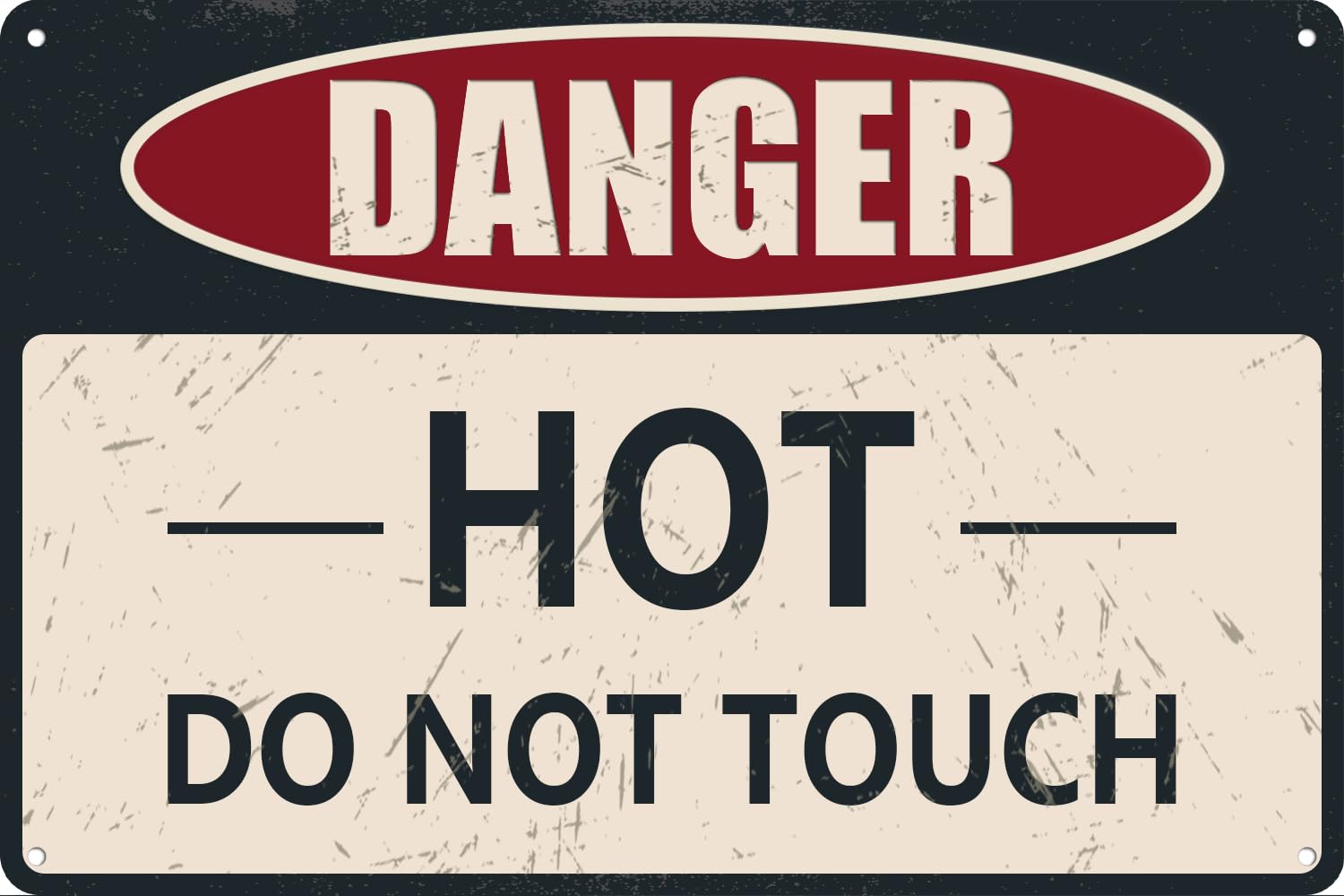 Yelacaay Tent Style Surface Warning Sign, Danger Hot Do Not Touch Metal Tin Signs Metal Sign Plaque Poster 8X12 Inch