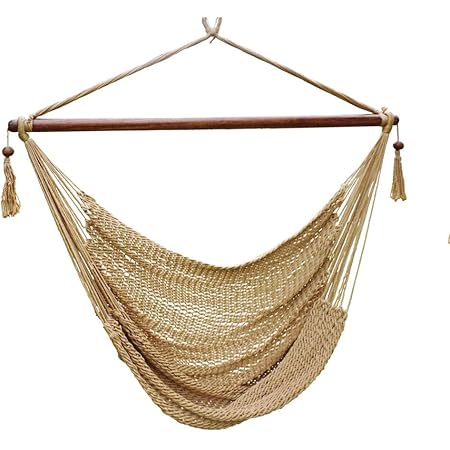 Amazon.com: Blissun, silla colgante hamaca, silla mecedora, con asiento  ancho de 40 pulgadas, algodón de poliéster, Bronceado : Patio, Césped y  Jardín