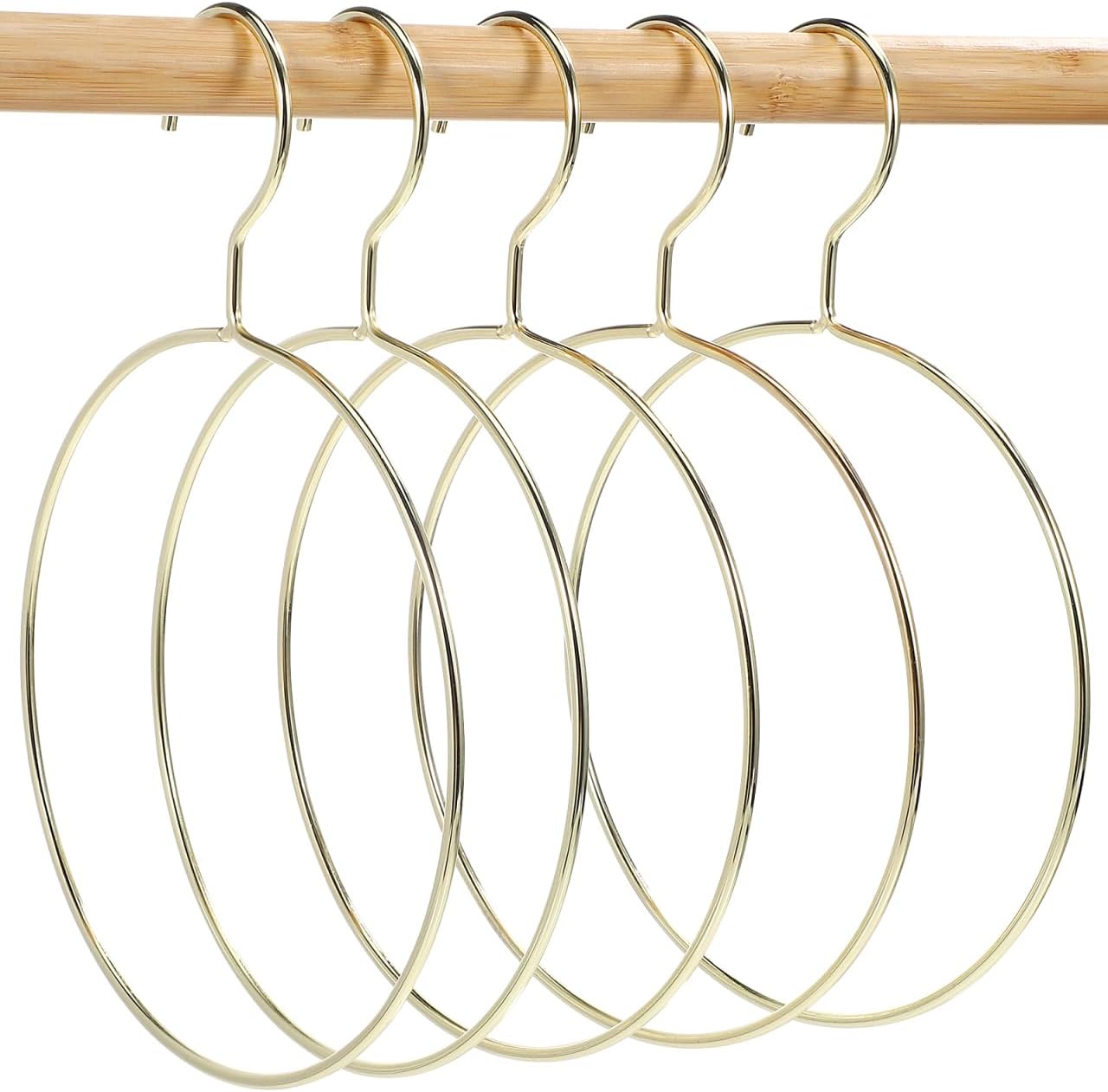 Zerodeko Round Clothes Hangers 5-Pack Creative Metal Scarf Holders Space-Saving Tie Organizer for Home Closet Bathroom Storage 10.03-Inch Diameter