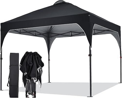 Toldo desplegable de 10 x 10 pies, tienda de campaña instantánea para exteriores con bolsa de transporte, 3 alturas ajustables, portátil para