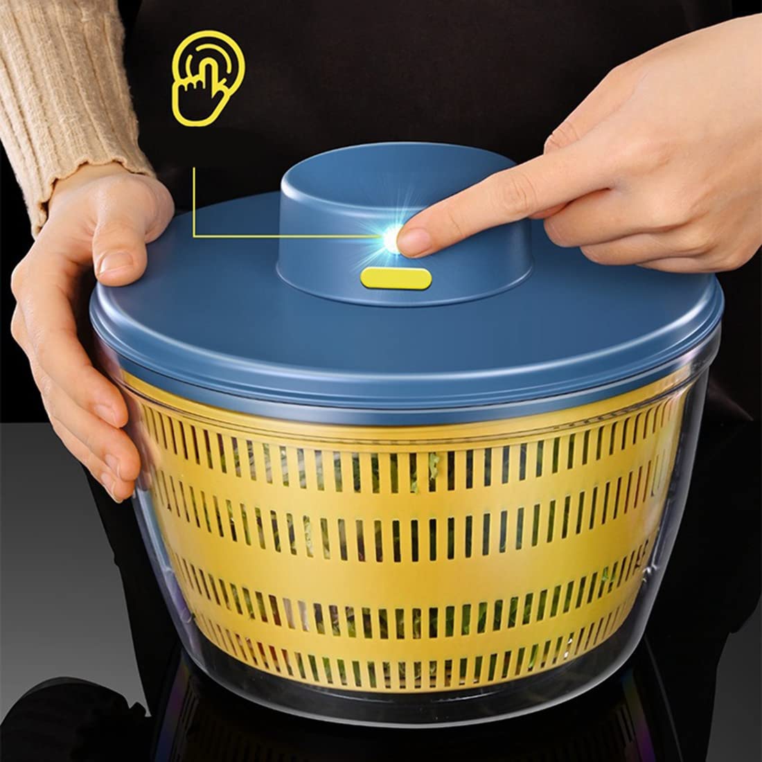 SéChoir éLectrique Essoreuse à Salade DéShydrateur Multifonction Fruits éGouttoir USB Charing éGouttoir de Cuisine