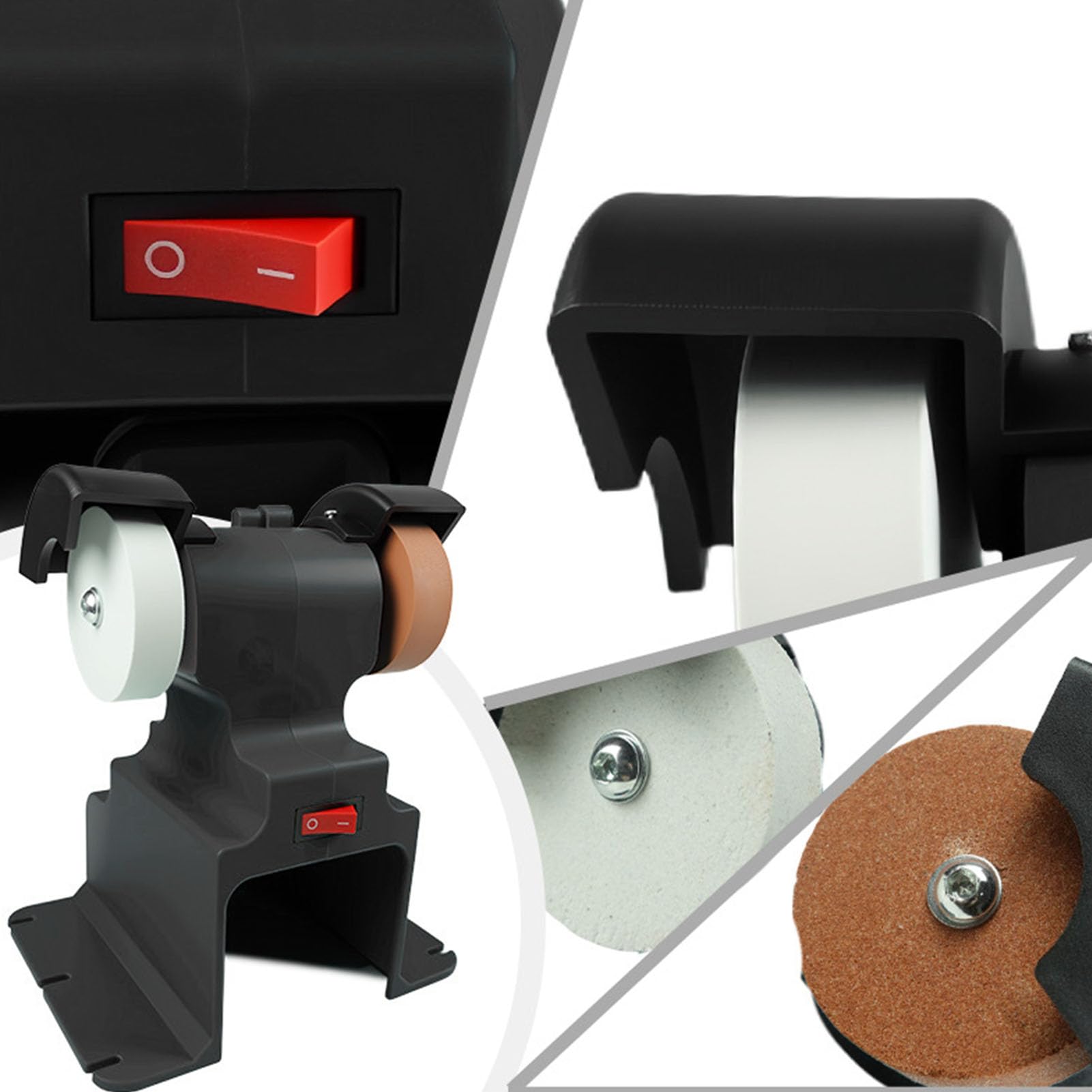 Fafeicy Smerigliatrice e Lucidatrice da Banco a Batteria da 250 W, 7000 Giri/min con 2 Mole Abrasive per Batteria da 18 V, per Levigatura, Affilatura e Lucidatura di metalli.