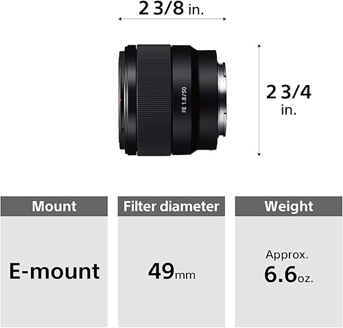 Miniatura 4 de Sony - Lente estándar FE 1.969 in F1.8 (SEL50F18F2) (renovado)