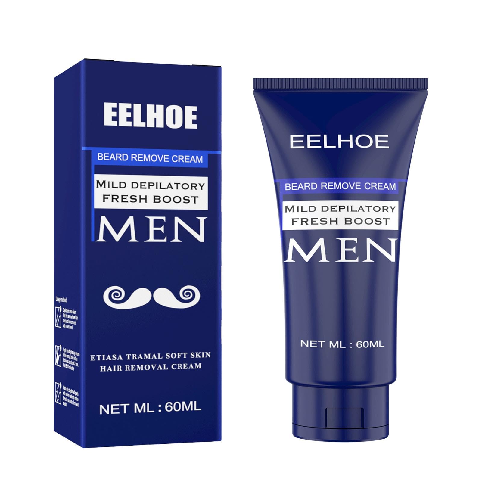 Smileshiney Crema Depilatoria Para Hombre | 60ml Crema Depilatoria Corporal | Removedor De Vello De Acción Rápida, De Larga Duración, Para Pecho Espalda Brazos Y Piernas, Pieles Sensibles,
