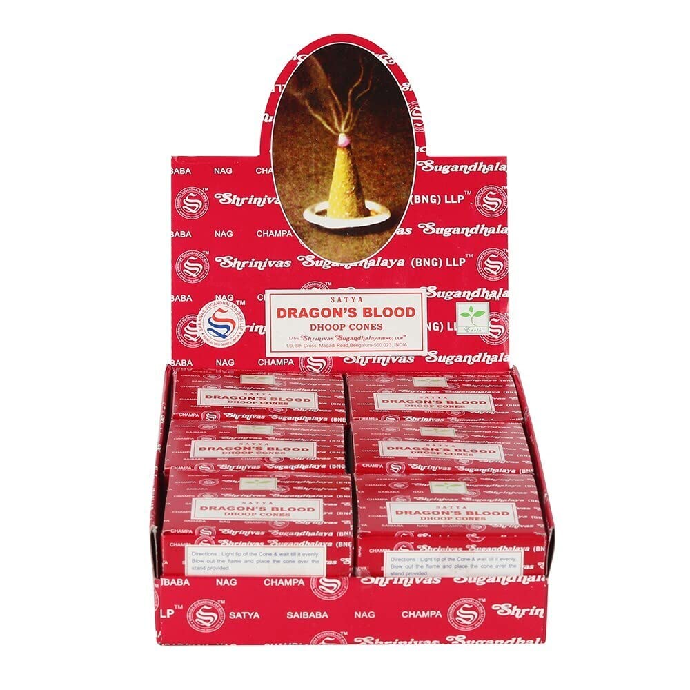 Satya Dragons Blood Incense Cones (Pack of 144) (One Size) (Brown)