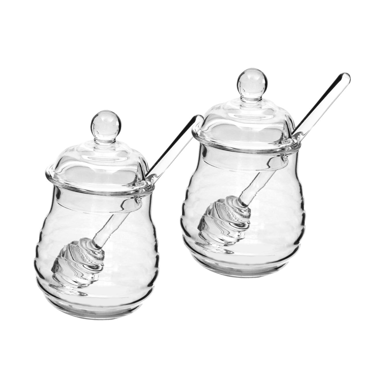 Mikinona Juego de 2 Frascos de Vidrio para Miel Transparentes 250ml