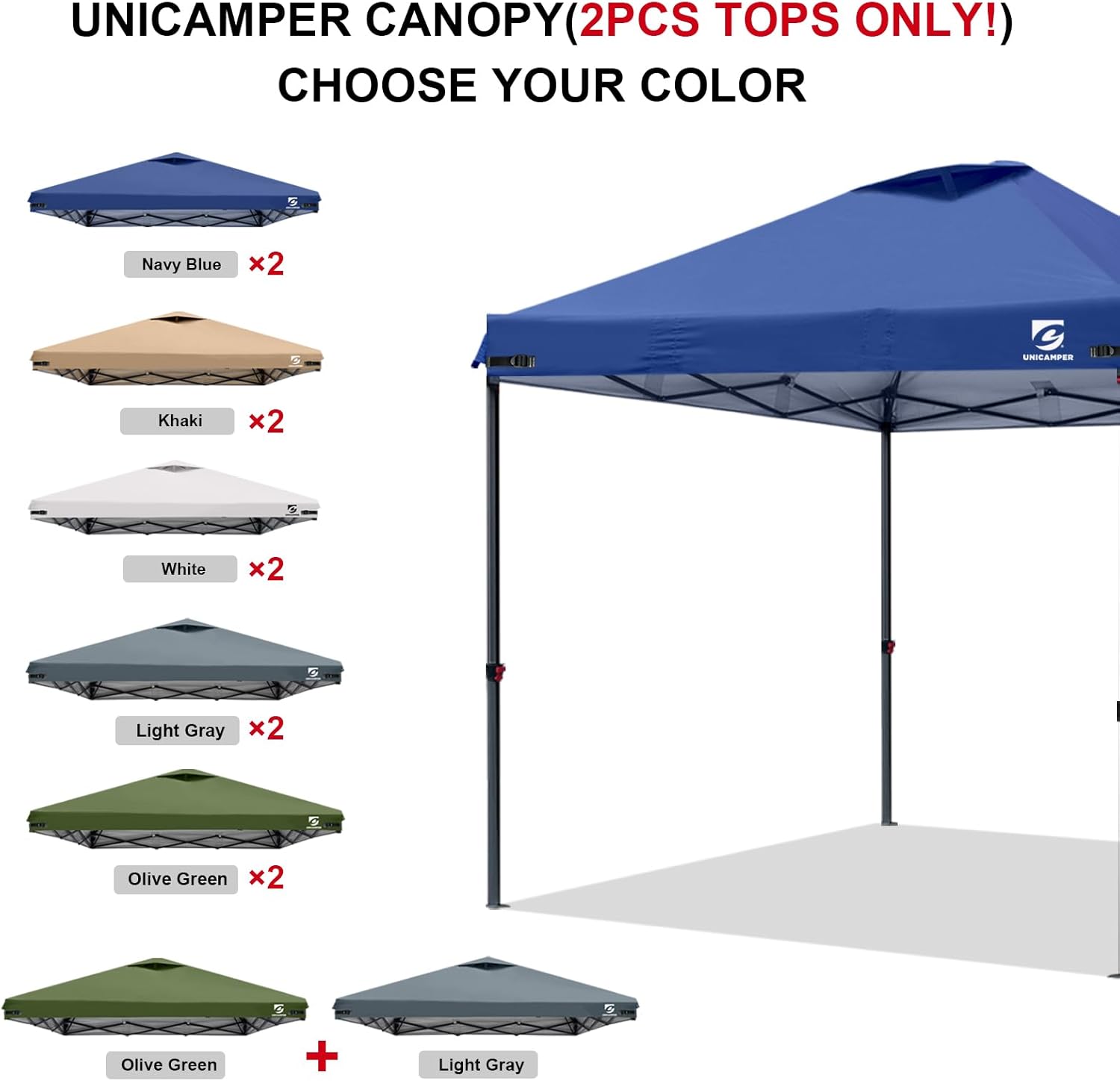 2PCS 10x10 Pop Up Canopy Replacement Top Cover with Air Vent for Straight Leg Canopy Tent, Waterproof for Outdoor Garden Patio Camping Sun Shade(Top Only) (Dack Blue)