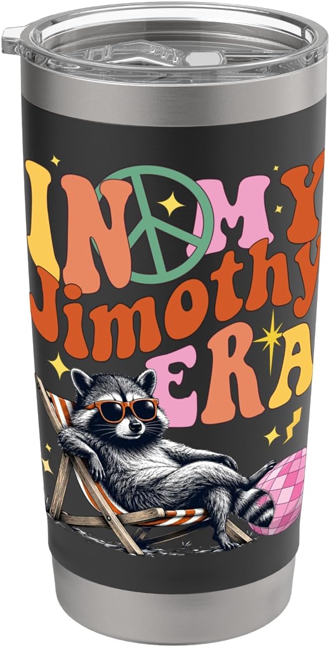 Groovy In My Jimothy Era Retro Animal Funny Raccoon Lovers Stainless Steel Insulated Tumbler