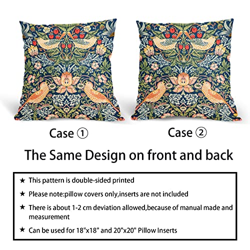 Aportt ARTBIRDPW-230601-A3 Chinoiserie Blue Sage Green Teal Pimpernel Pillow Covers 18X18 In Set Of 2 Colorful Floral Bird Red Strawberry Pillow Cases Vintage Flower Throw Pillowcases Home Decor thumb #3