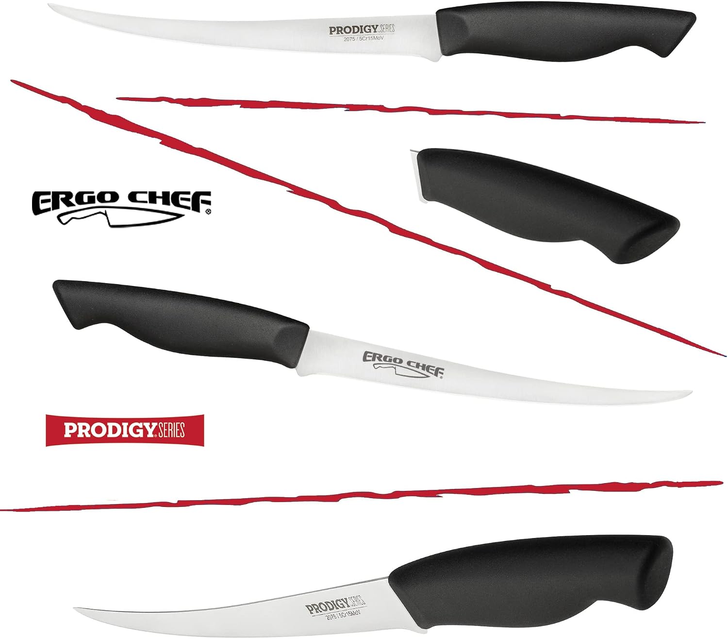 Ergo Chef Prodigy Series 7.5-Inch Curved Flexible Fillet Knife – High-Carbon Stainless Steel Blade, Ergonomic Non-Slip Handle for Fish and Meat Filleting & Deboning