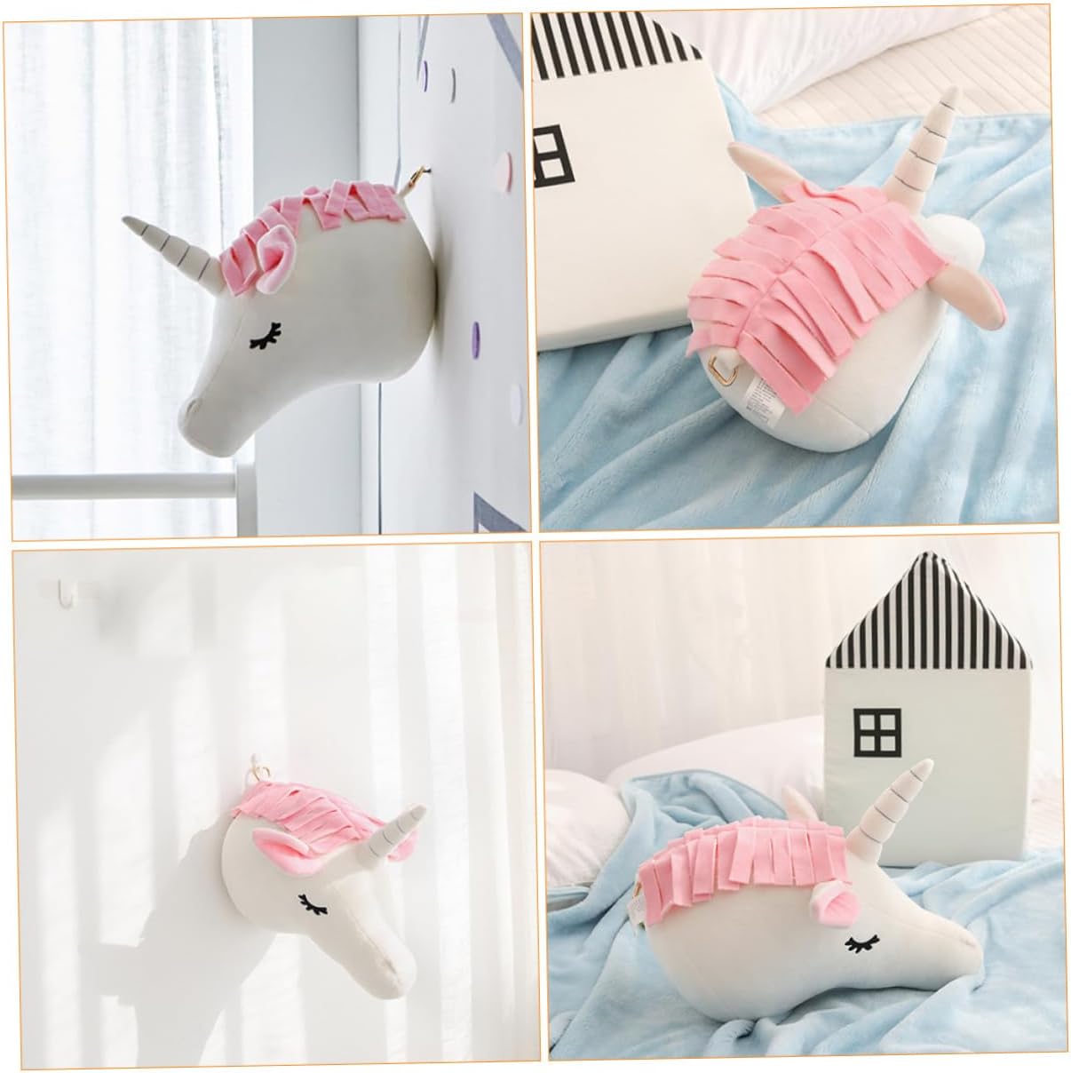 Unomor 1pc Unicorn Wall Hanging Decor for Boys and Girls Room Cute Animal Pendant for Nursery and Playroom and Material Wall Adornment for Boys and Girls