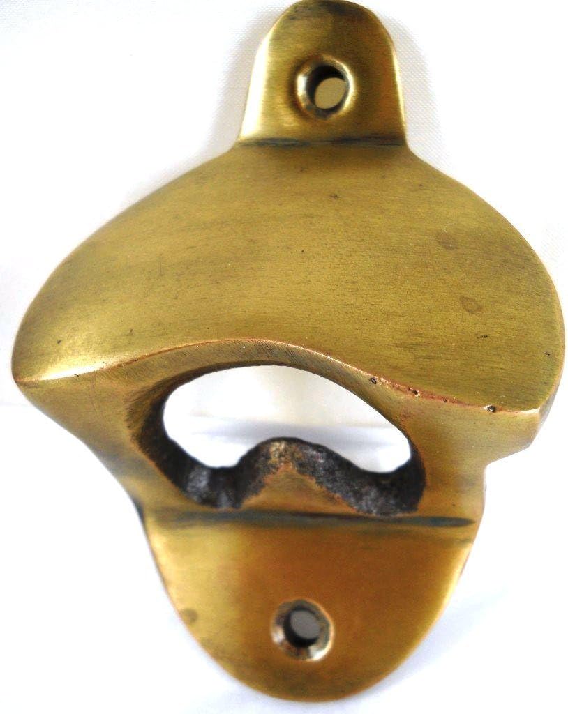 1 X Brass Plated Wall Mount Bottle Opener by INsideOUT