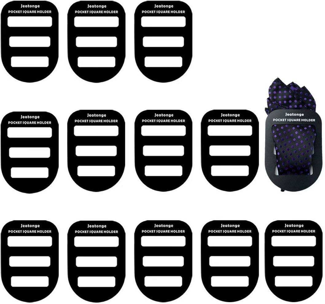 Jeatonge Pocket Square Holder Keeper Organizer Pocket Squares For Men Prefolded (Holder 12 Pcs)