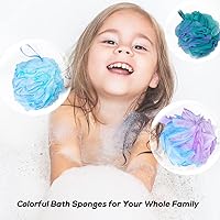 Vista 4 de 10 piezas de esponjas de ducha loofah, esponja de loofah para baño y ducha, bolas exfoliantes de ducha para mujeres, hombres, lavado corporal