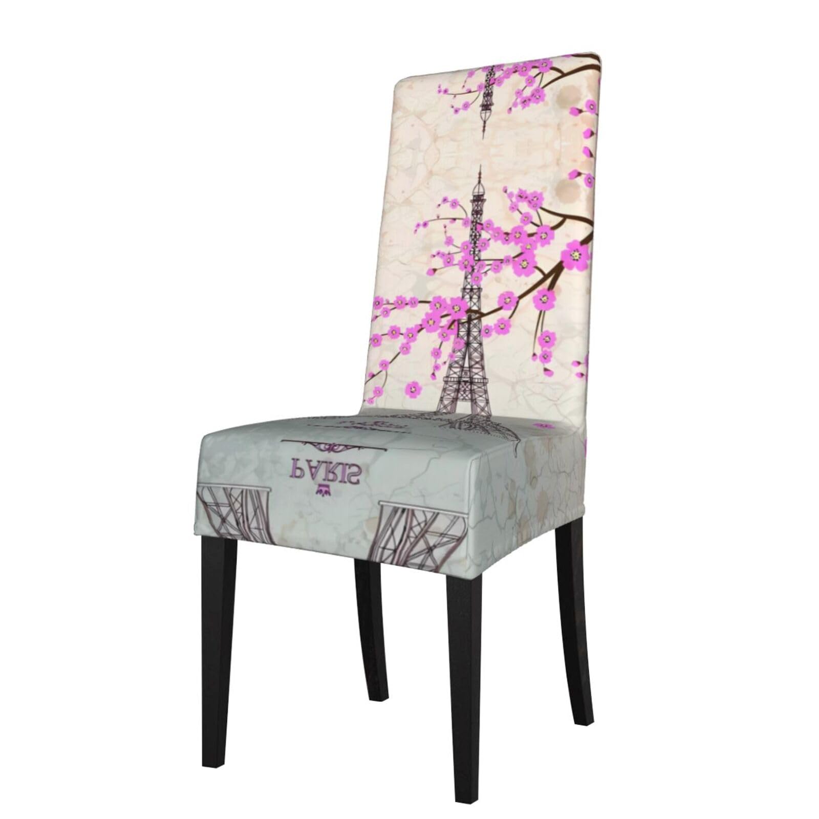 HJFCZH Vintage Eiffel Tower Prints Dining Chair Throws - High-Grade Stretch Spandex Slipcovers for Instant Chair Refresh & Damage Protection - Easy Care